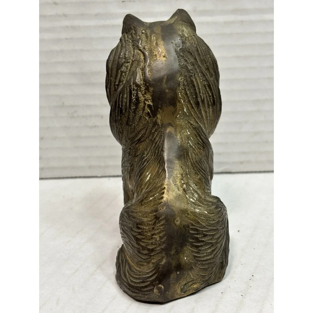 Vintage Solid Brass Collie Dog Figurine Statue Heavy 4